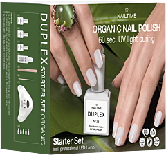 Nailtime Starter Set Organic = D.LED Light + D.UV Base + D.UV Top + D.Nail Polish 25 + G.Buff + M.File + D.Exp.Remov.+ D.Remov.Pads + Nail Clips + Manic.Stäb.