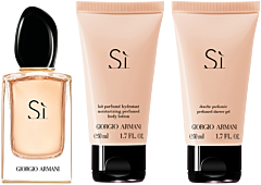 Giorgio Armani Sì Set = EdP Nat. Spray 50 ml + Gel Douche 75 ml + Lait pour le Corps 75 ml